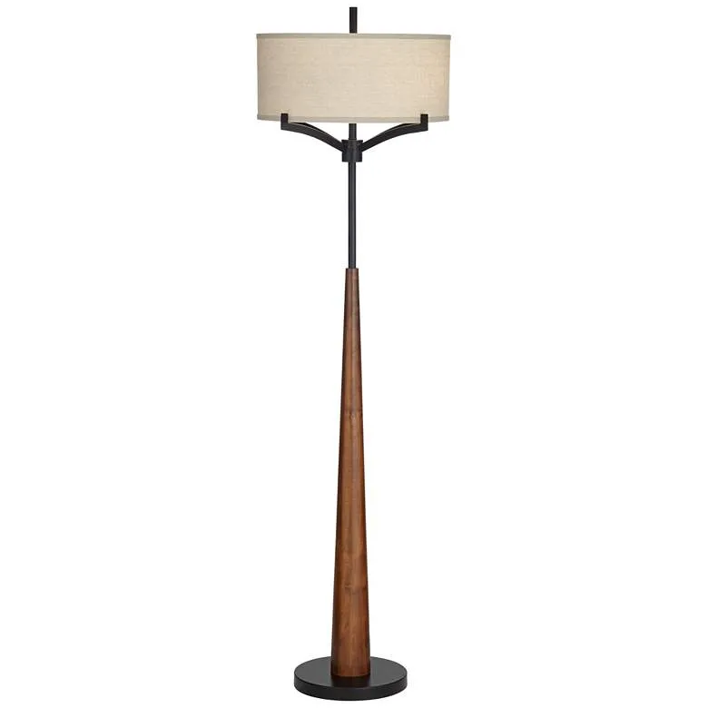 Image de Lampe de plancher bois et m&eacute;tal